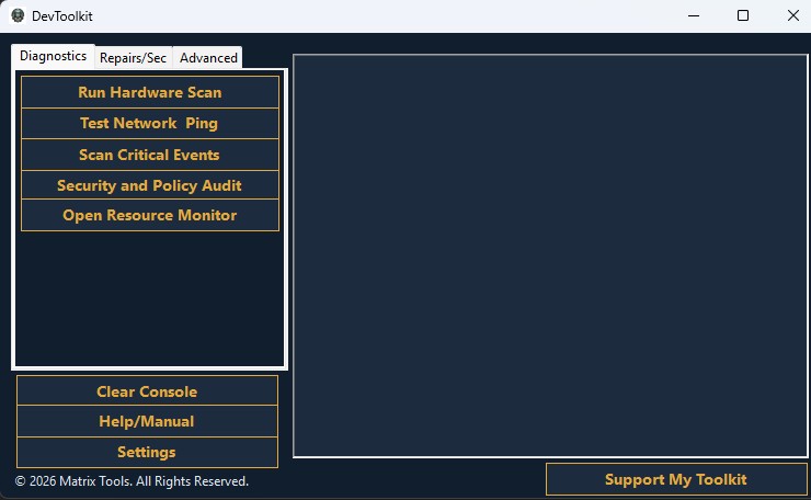 DevToolkit Main Dashboard