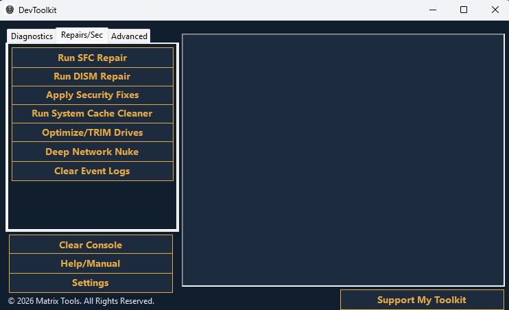 DevToolkit Diagnostic Running