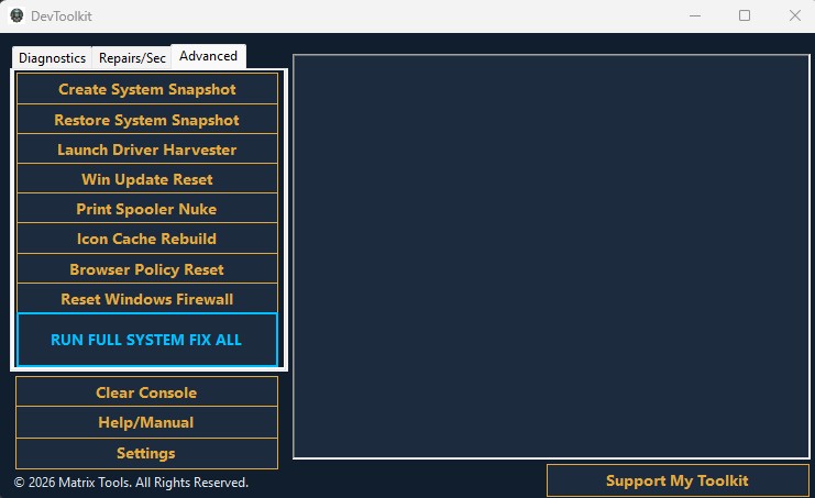 DevToolkit Settings and Logs